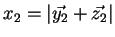 $ x_2 = \vert\vec{y_2}+\vec{z_2}\vert$