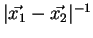 $ \vert\vec{x_1}-\vec{x_2}\vert^{-1}$