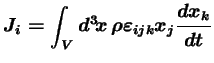 $\displaystyle J_i = \int_V d^3\!x\, \rho \varepsilon_{ijk} x_j \frac{dx_k}{dt}$