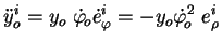 $\displaystyle \ddot{y}_o^i = y_o\ \dot{\varphi}_{\!o} \dot{e}_{\varphi}^i =
- y_o \dot{\varphi}_{\!o}^2\ e_{\rho}^i$