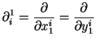 $\displaystyle \partial^1_i = \frac{\partial}{\partial x_1^i} = \frac{\partial}{\partial y_1^i}
$
