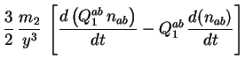 $\displaystyle \frac32\, \frac{m_2}{y^3}\,
\left[\frac{d\left(Q_1^{ab}\,n_{ab}\right)}{dt} - Q_1^{ab}\,
\frac{d(n_{ab})}{dt}\right]$